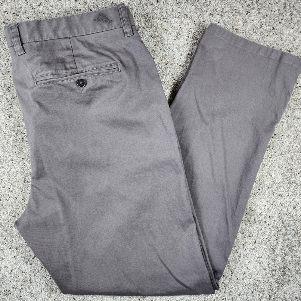 Tommy Bahama Chino Pants Mens 38 Boracay Stretch Cotton Grey Excellent